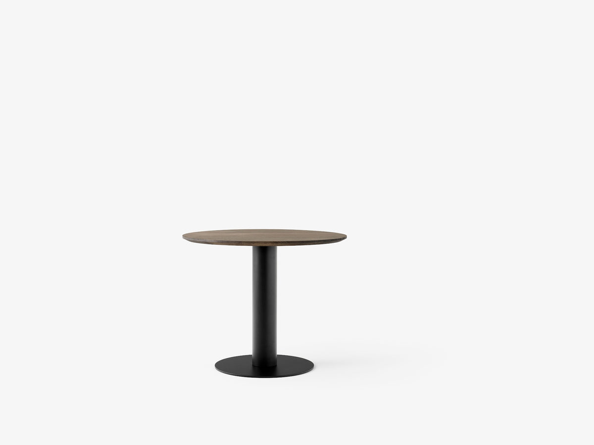 Table à manger ronde In Between SK11 de Sami Kallio - &Tradition-Pied central noir mat-Linoléum Forbo-The Woods Gallery