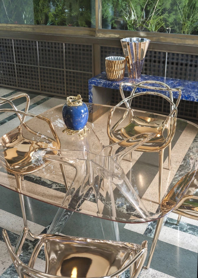 Table carrée Sir Gio de Philippe Starck Ø 120 - Kartell-Bronze-Transparent-The Woods Gallery