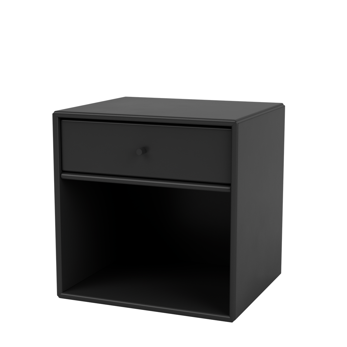 Table de chevet Dream par Peter J. Lassen, laque 05 Black, suspendu au mur, packshot Montana