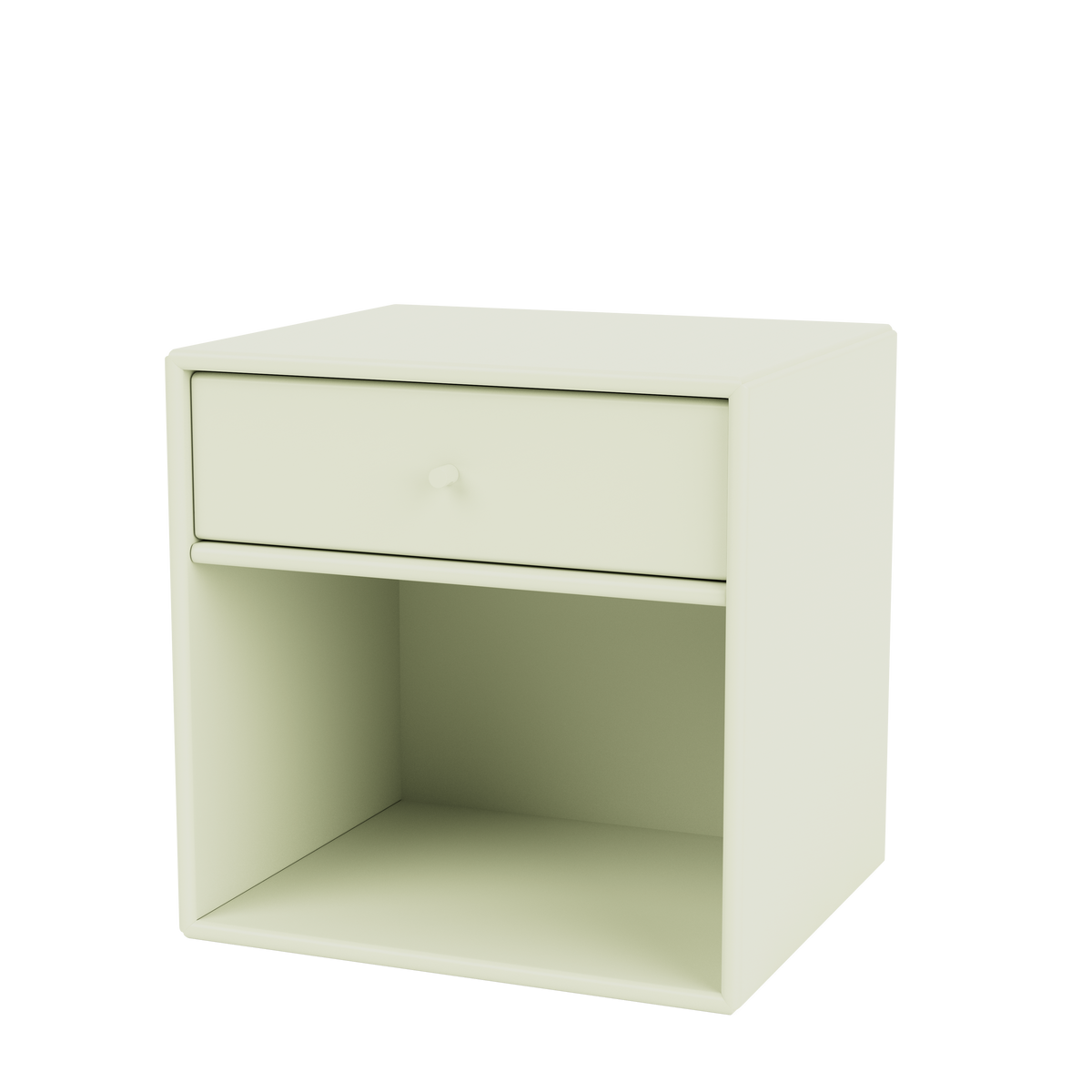 Table de chevet Dream par Peter J. Lassen, laque 140 Pomelo, suspendu au mur, packshot Montana