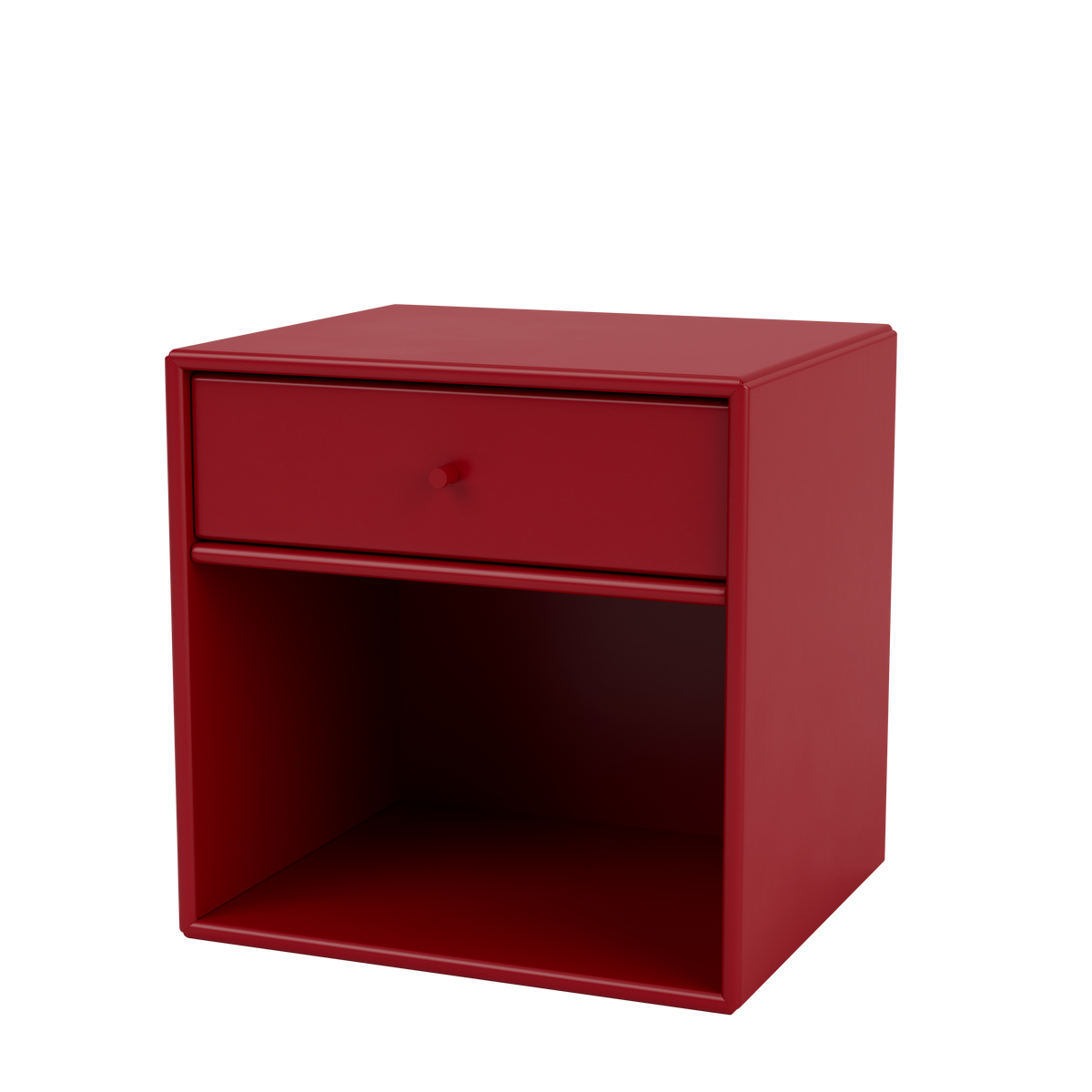 Table de chevet Dream par Peter J. Lassen, laque 165 Beetroot, suspendu au mur, packshot Montana