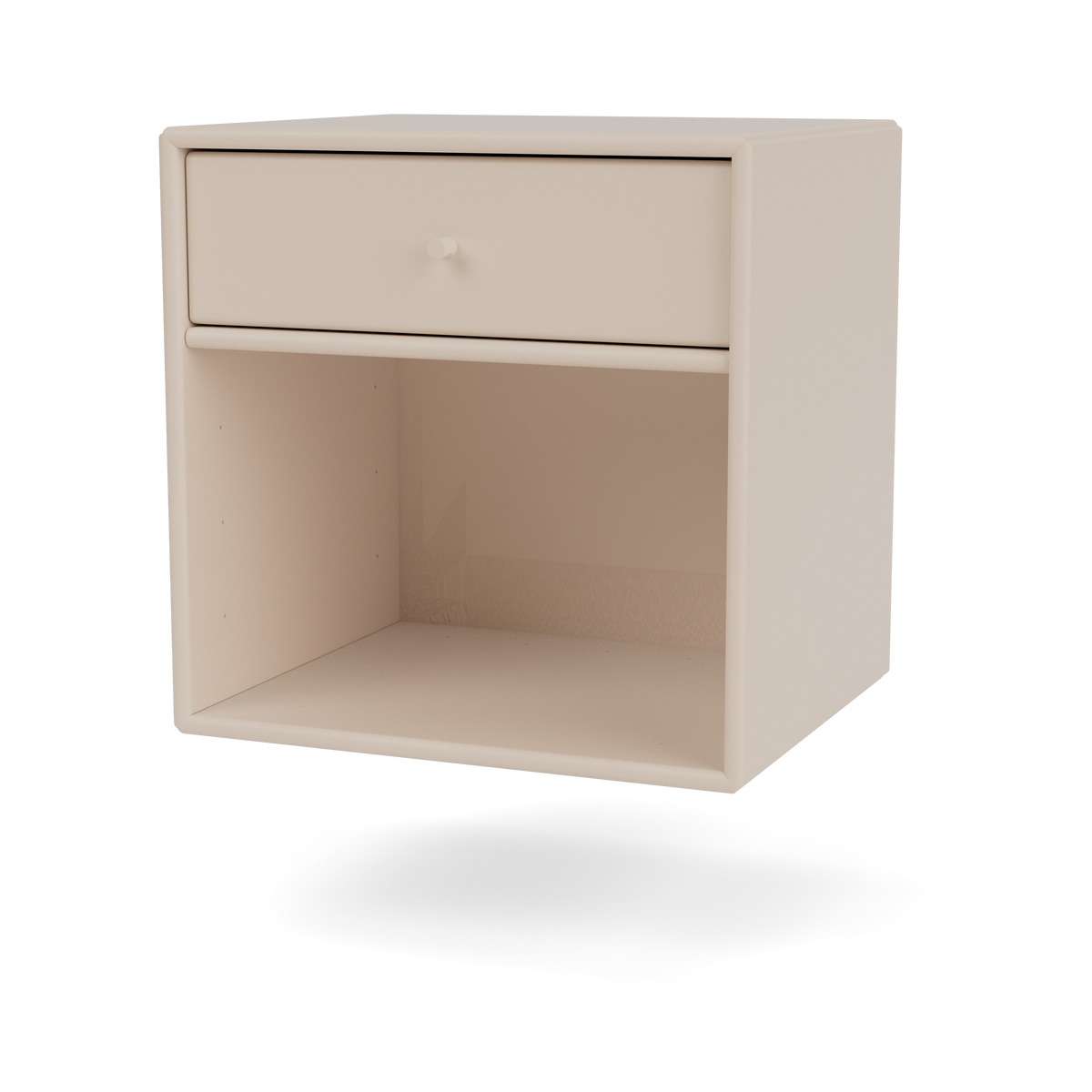 Table de chevet Dream par Peter J. Lassen, laque 168 Clay, suspendu au mur, packshot Montana