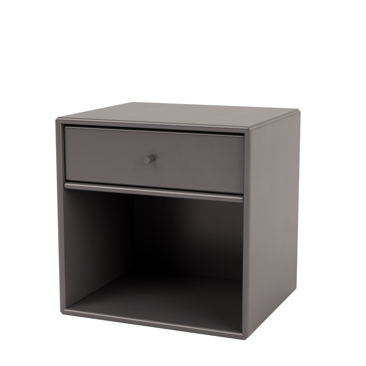 Table de chevet Dream par Peter J. Lassen, laque 35 Coffee, suspendu au mur, packshot Montana