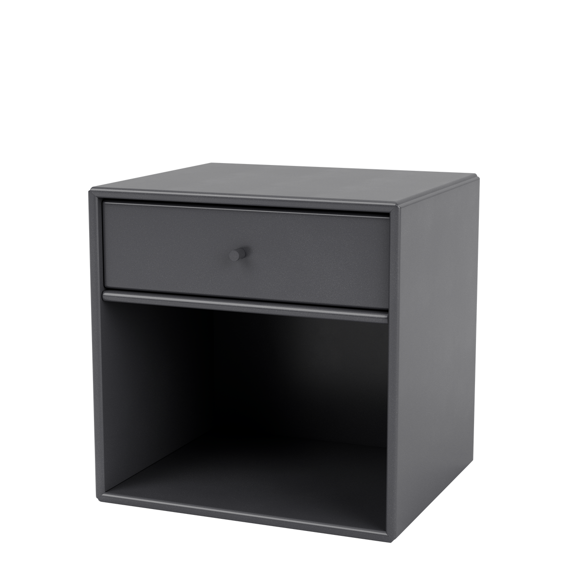 Table de chevet Dream par Peter J. Lassen, laque 36 Coal, suspendu au mur, packshot Montana