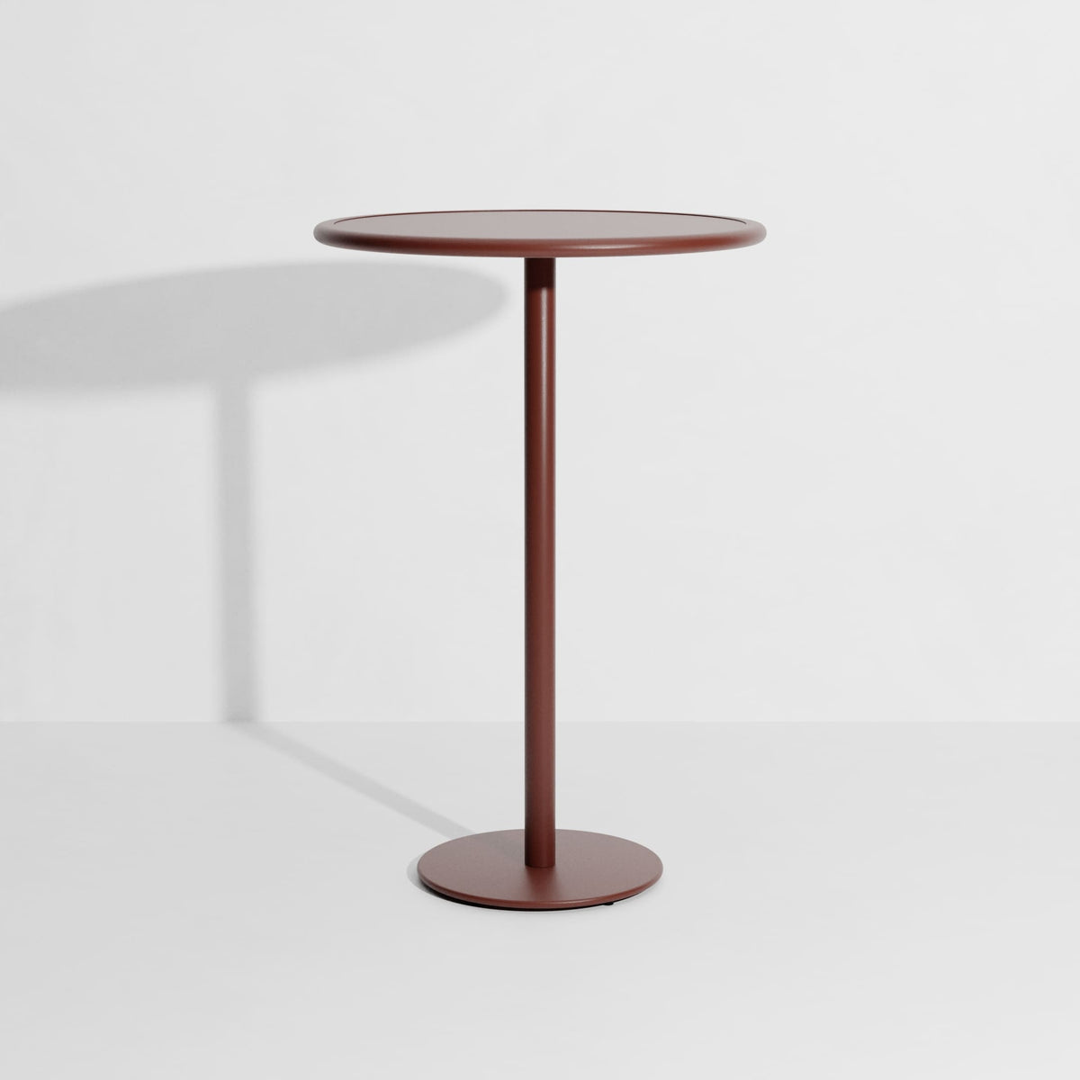 Table haute ronde Week-End de Studio Brichet-Ziegler - Petite Friture-Rouge-Brun-The Woods Gallery
