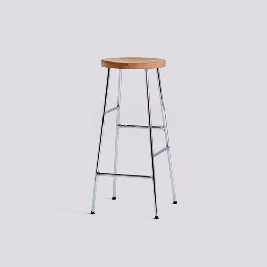 Tabouret Cornet High par Jonas Trampedach - Hay-Chromé Assise Bois-The Woods Gallery