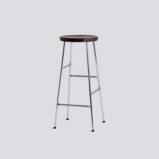 Tabouret Cornet High par Jonas Trampedach - Hay-Chromé Assise Marron-The Woods Gallery