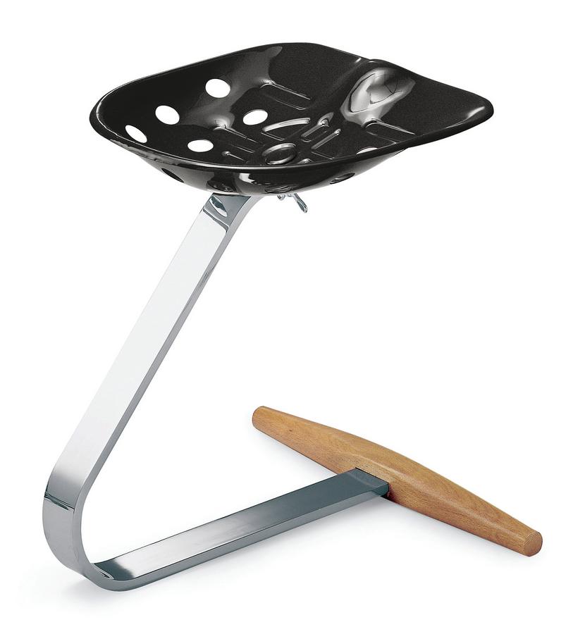 Tabouret Mezzadro de Achille et Pier Giacomo Castiglioni - Zanotta-Noir-The Woods Gallery