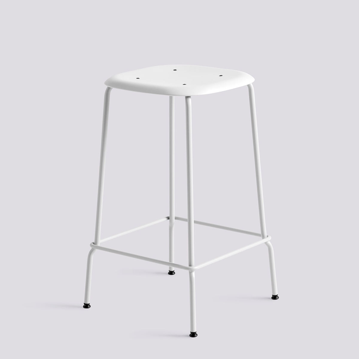 Tabouret de bar Soft Edge 85 de Iskos-Berlin - Hay-Polypropylène Soft grey, assise — Acier thermolaqué Soft grey, piètement 4 pieds — assise à 65 cm-The Woods Gallery