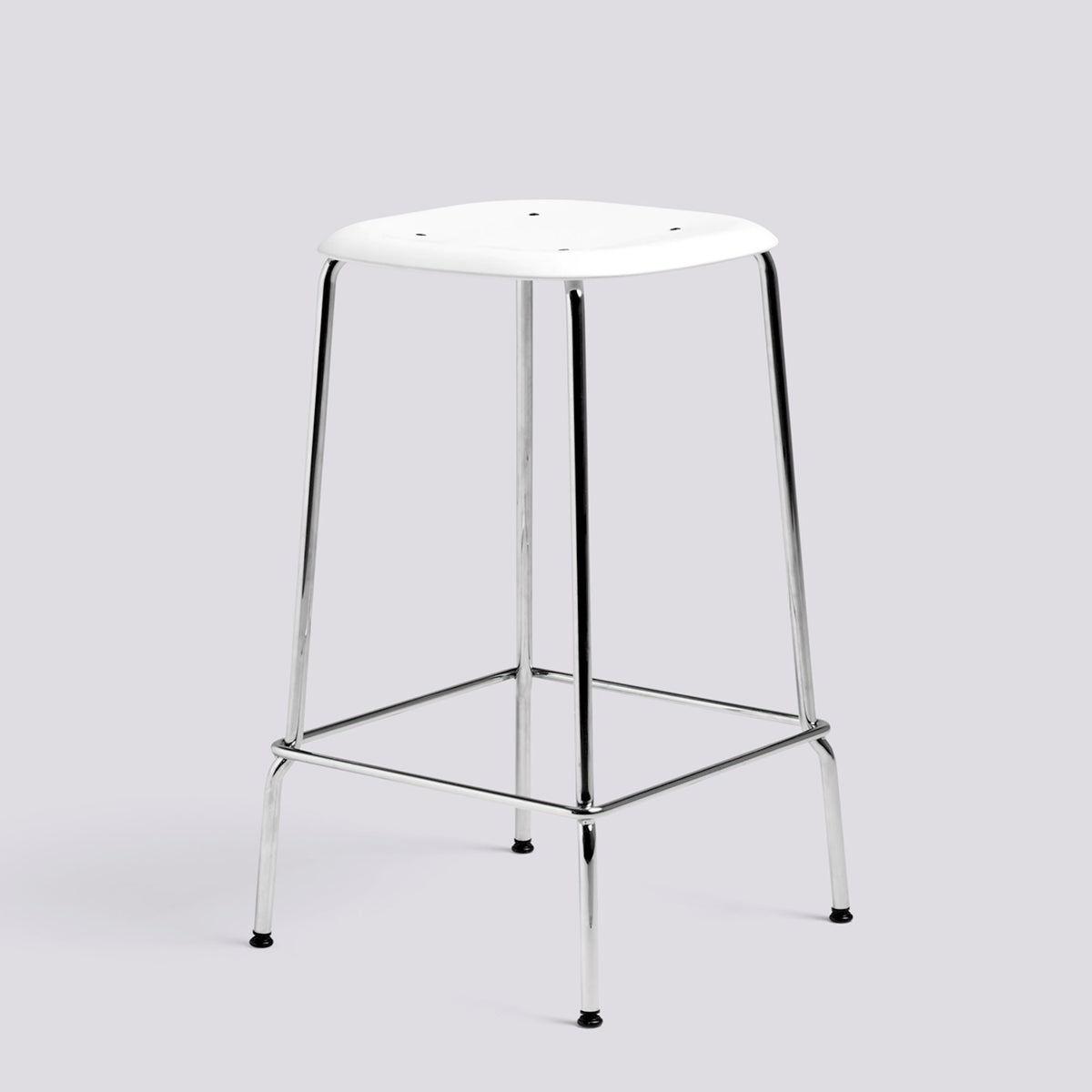 Tabouret de bar Soft Edge 85 de Iskos-Berlin - Hay-Polypropylène blanc, assise — Acier chromé, piètement 4 pieds — assise à 65 cm-The Woods Gallery
