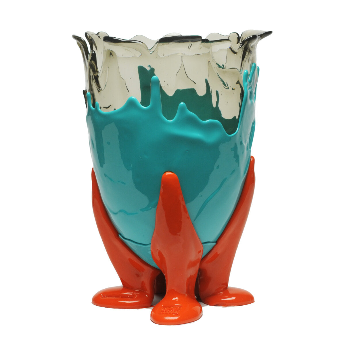 Vase Clear Extra Colour - Clear Aqua, Matt Turquoise, Orange par Gaetano Pesce - Fish Design-S-The Woods Gallery