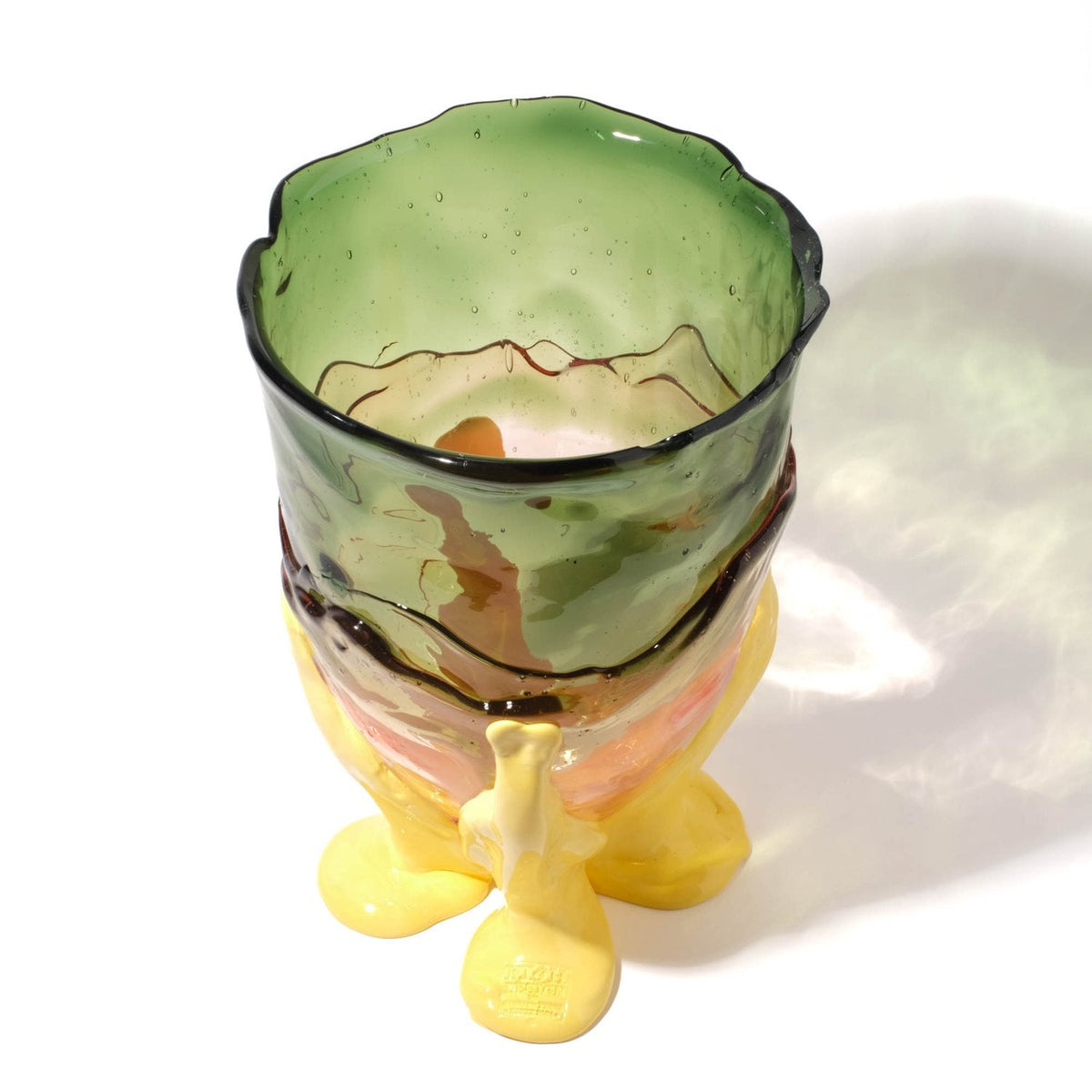 Vase Clear Extra Colour - Clear Bottle Green, Clear Light Ruby, Matt Pastel Yellow par Gaetano Pesce - Fish Design-S-The Woods Gallery