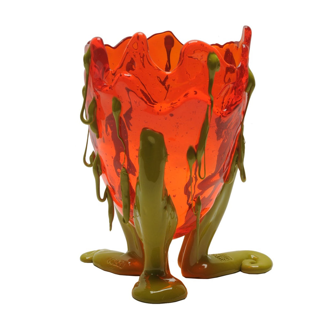 Vase Clear Special - Extra Colour - Clear Orange And Matt Dusty Green par Gaetano Pesce - Fish Design-S-The Woods Gallery