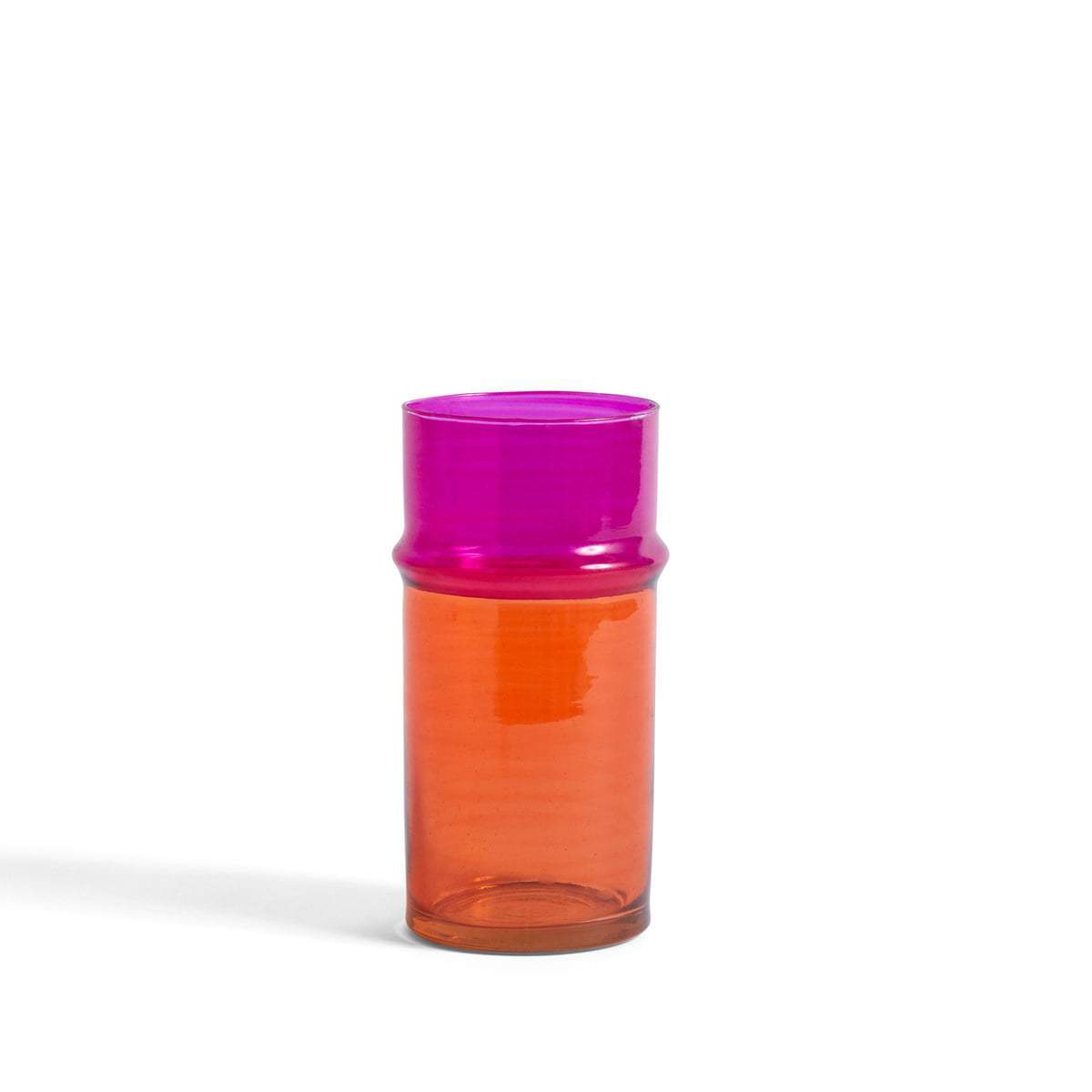 Vase Moroccan S - Hay-verre orange à col rose sur fond blanc-The Woods Gallery