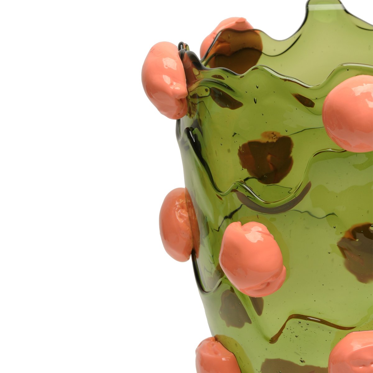 Vase Nugget Bottle Green, Dark Salmon - Fish Design-S-The Woods Gallery