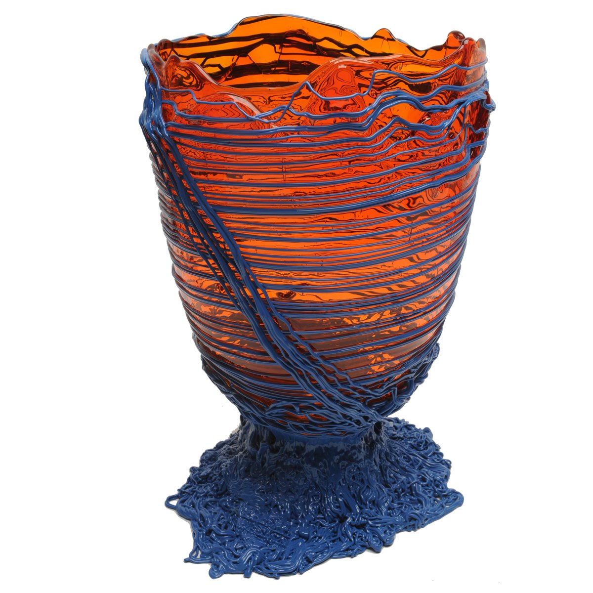 Vase Spaghetti - Clear Orange And Matt Dark Lavender par Gaetano Pesce - Fish Design-S-The Woods Gallery