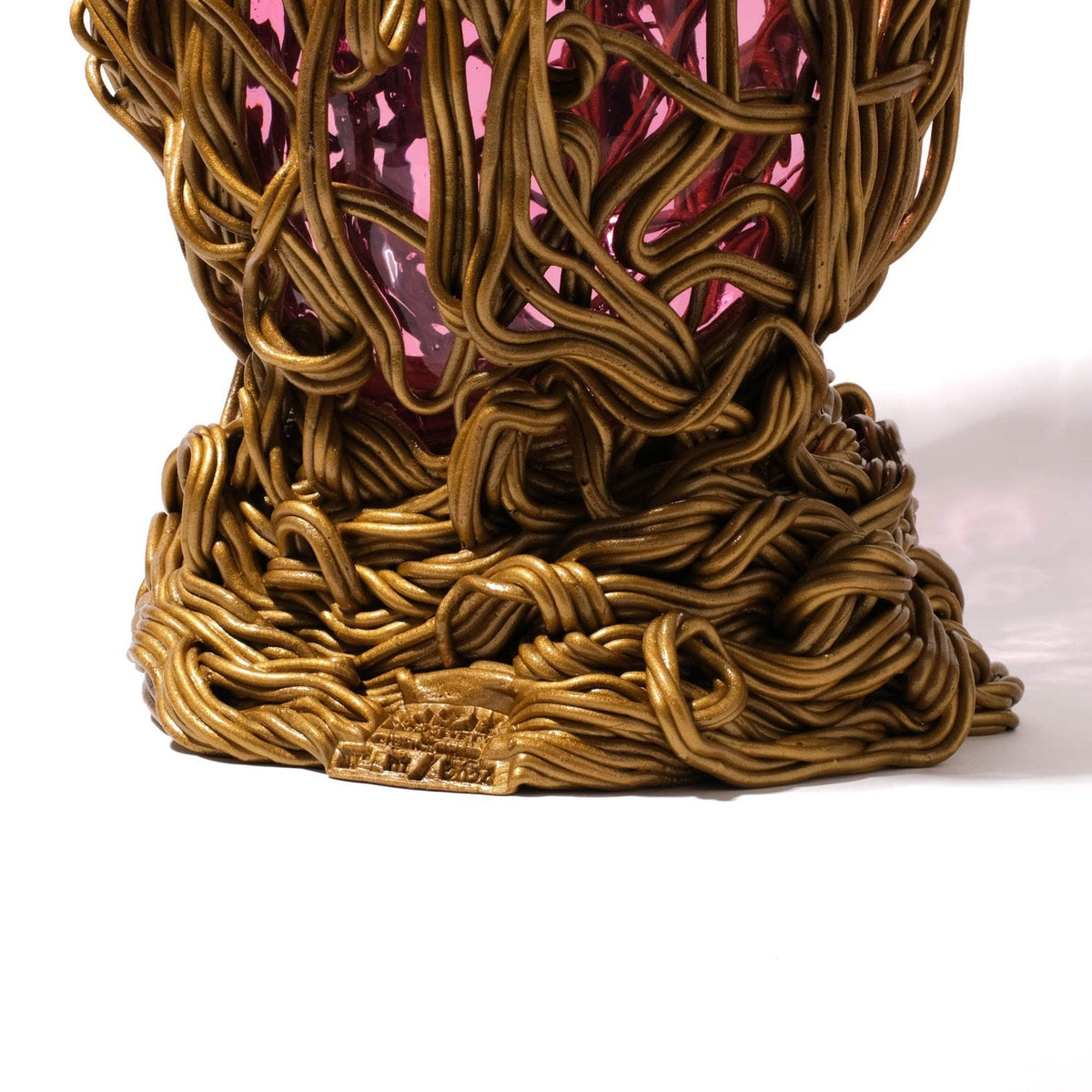 Vase Spaghetti - Extra Colour - Clear Light Fuchsia And Gold par Gaetano Pesce - Fish Design-S-The Woods Gallery