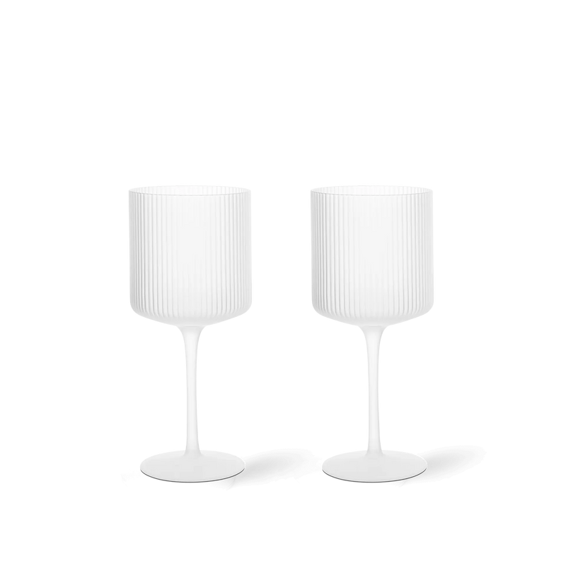 Verres à vin Ripple Blanc Frosted - Set de 2 - Ferm Living-The Woods Gallery