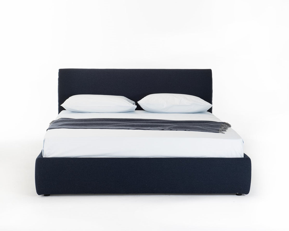 vue de face, tissu bleu nuit, fond blanc