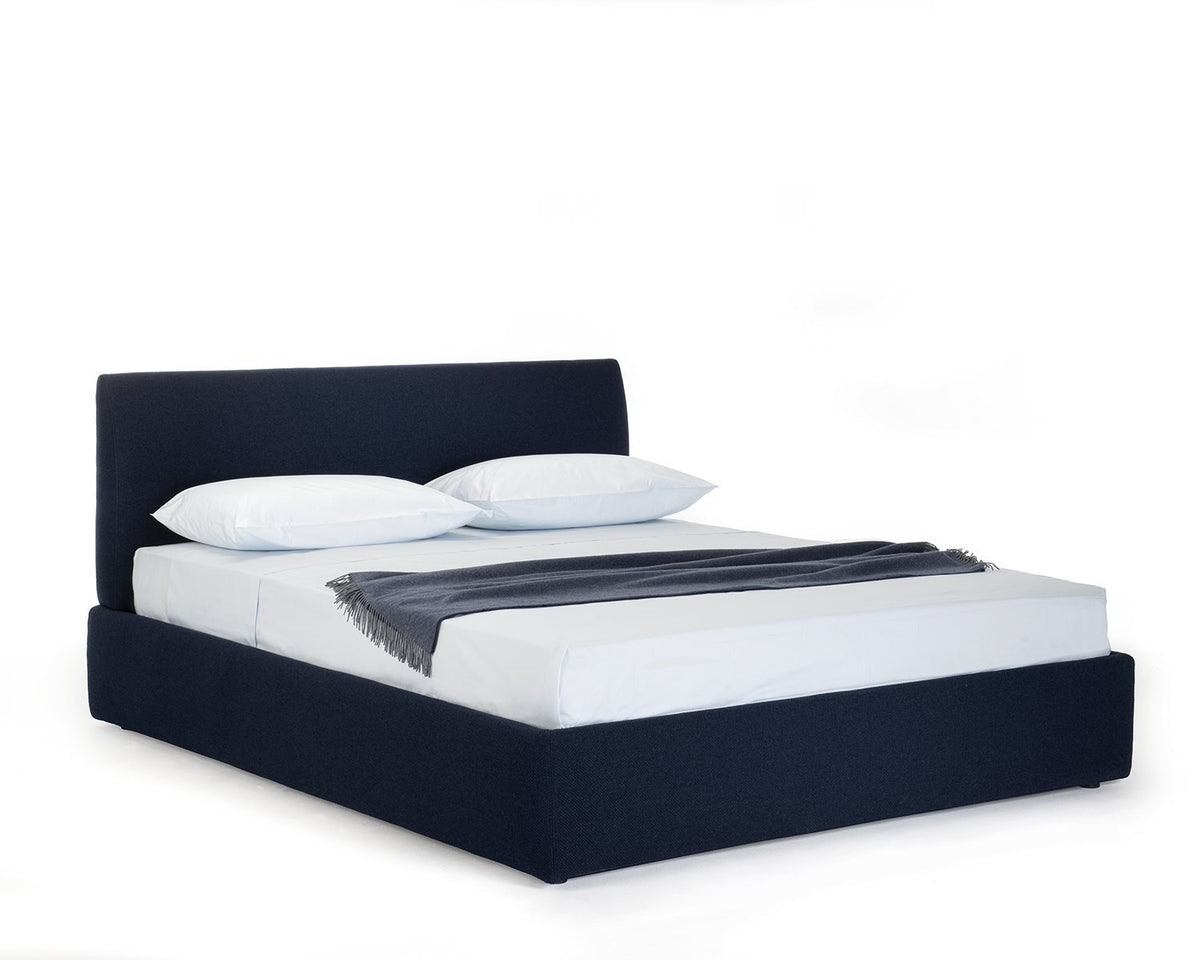 vue de trois quarts, tissu bleu nuit