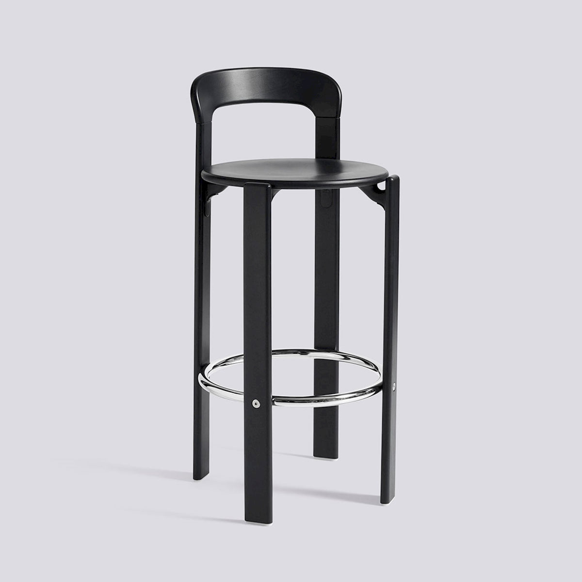 Tabouret de bar Rey par Bruno Rey - Hay-Noir profond, Hauteur d&