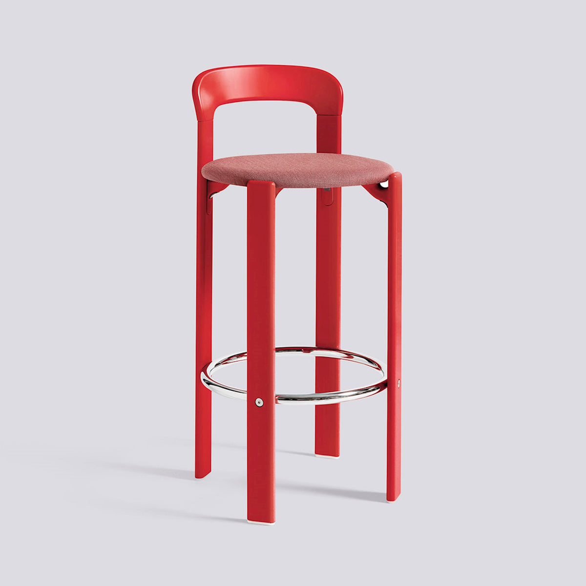 Tabouret de bar Rey assise rembourrée par Bruno Rey - Hay-Rouge écarlate, tissu Steelcut Trio 636, Hauteur d&