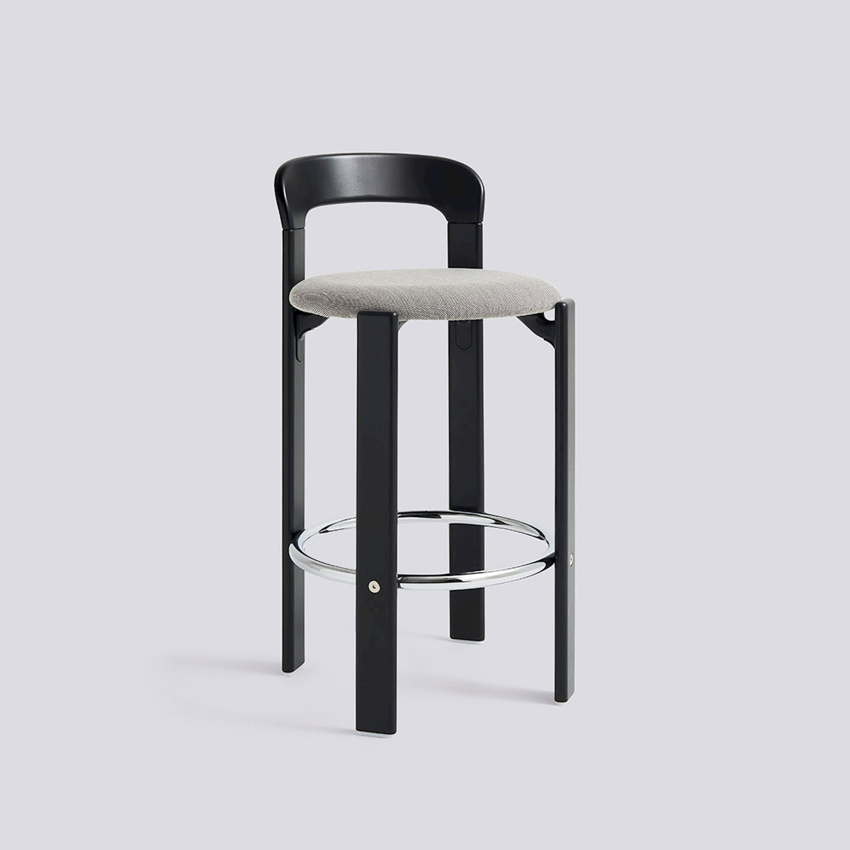 Tabouret de bar Rey assise rembourrée par Bruno Rey - Hay-Noir profond, tissu Steelcut Trio 124, Hauteur d&