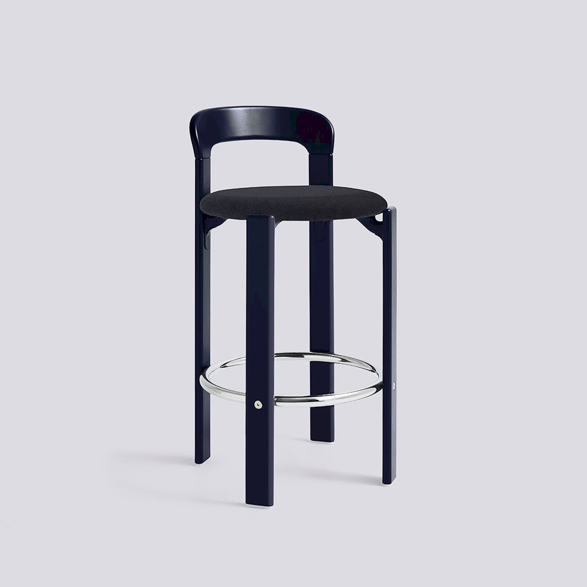 Tabouret de bar Rey assise rembourrée par Bruno Rey - Hay-Bleu profond, tissu Steelcut 190, Hauteur d&