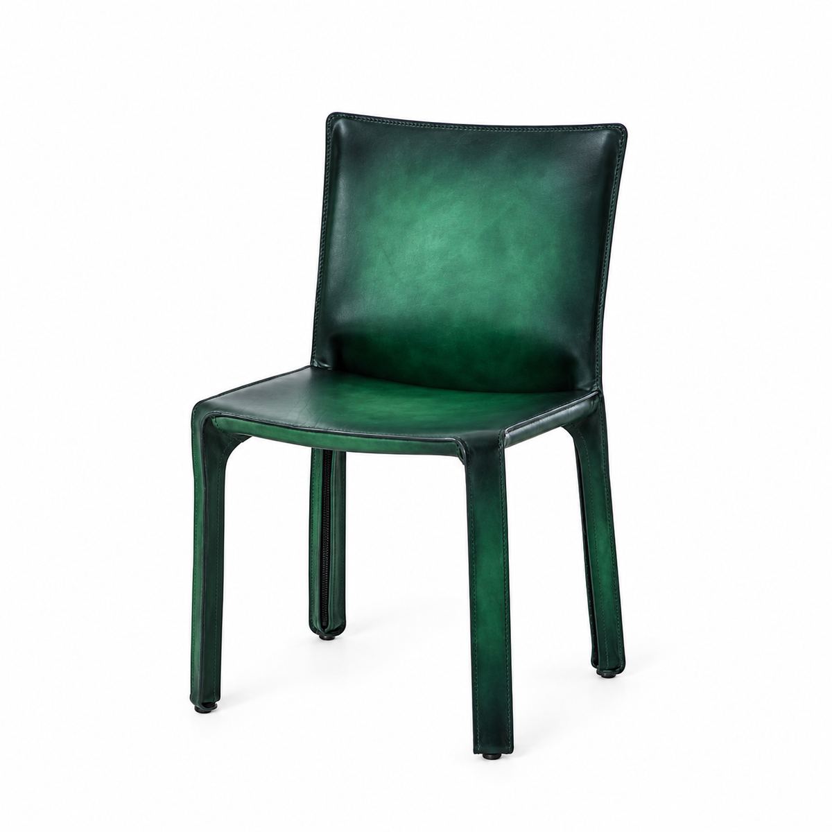 Chaise CAB 412 de Mario Bellini - Cassina-cuir Vert nuancé main, visuel de synthèse réalisé d&