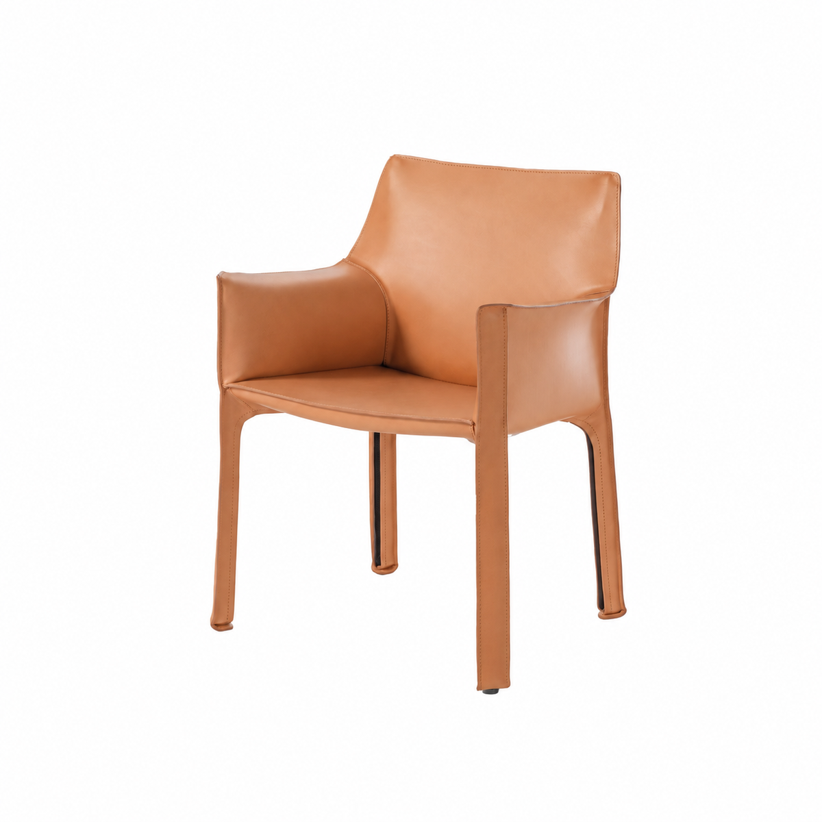 Fauteuil en cuir CAB 413 par Mario Bellini - Cassina-cuir Naturel, visuel de synthèse réalisé d&