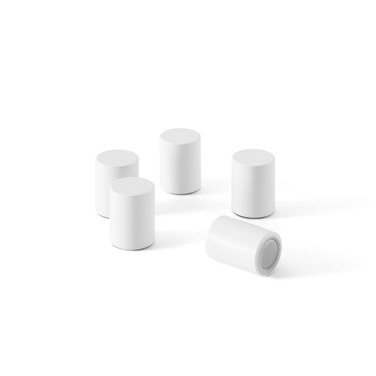 Aimants MINMAG (lot de 5) laqués 101 New White, sur fond blanc
