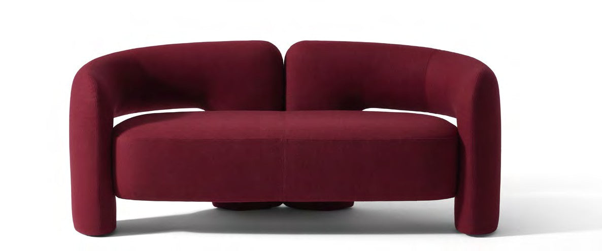 Canapé Dudet de Patricia Urquiola - Cassina-version tissu bordeaux, vue de face-The Woods Gallery