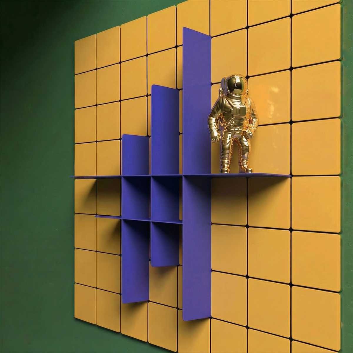 Vase Cosmic Diner Starman Gold de Diesel Living - Seletti-en situation, visuel de synthèse-The Woods Gallery
