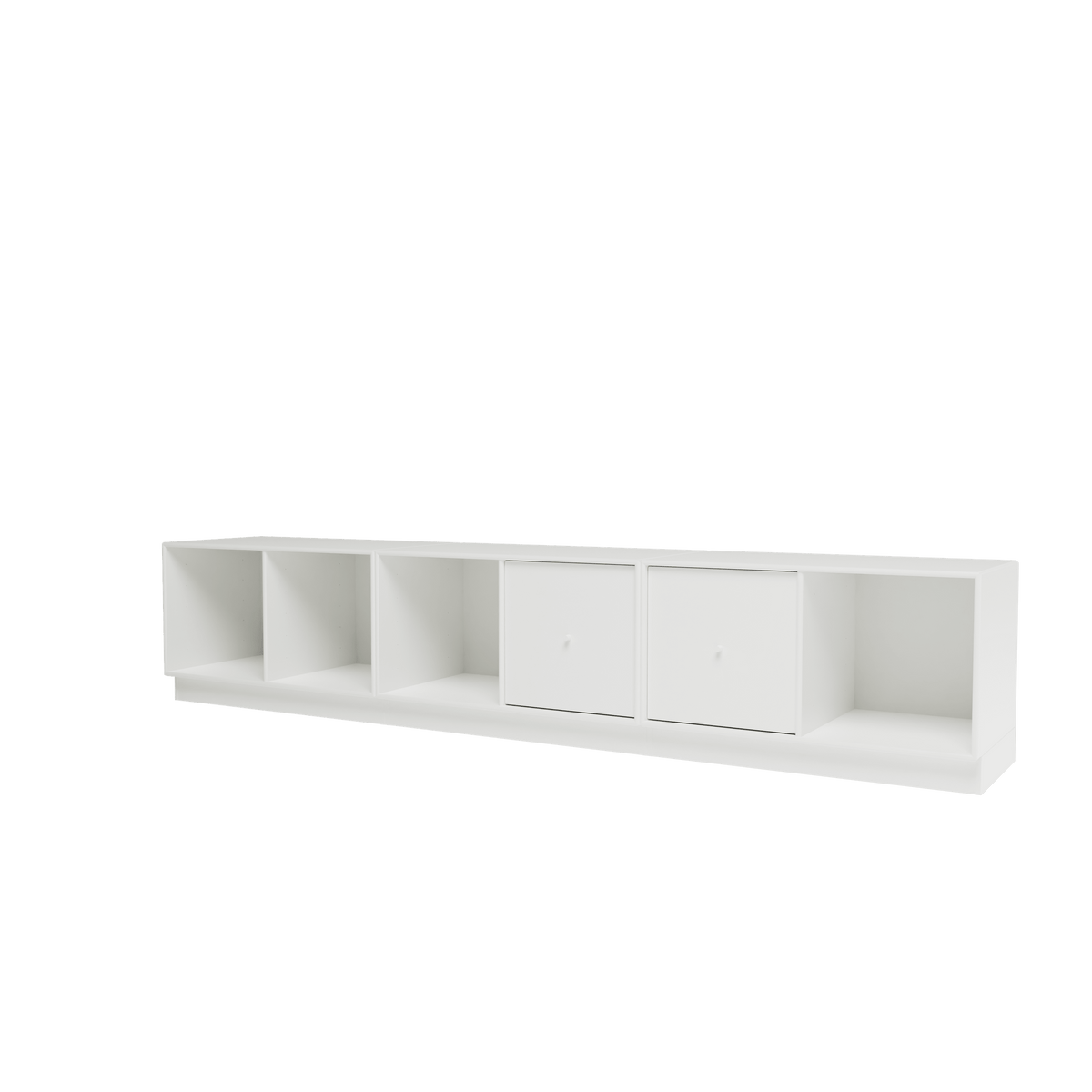 Banc Rest III Montana, laque 01 White, sur socle de 7 cm, vue de trois quarts sur fond blanc