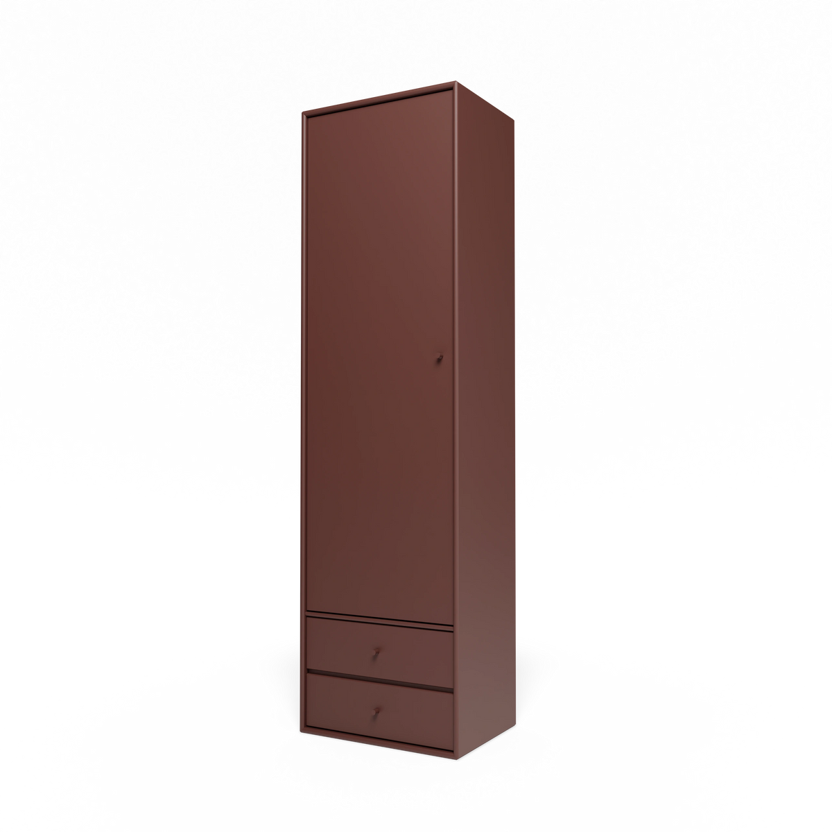 Armoire Attire I Montana, laque 155 Masala, suspendu au rail mural, vue de trois quarts sur fond blanc