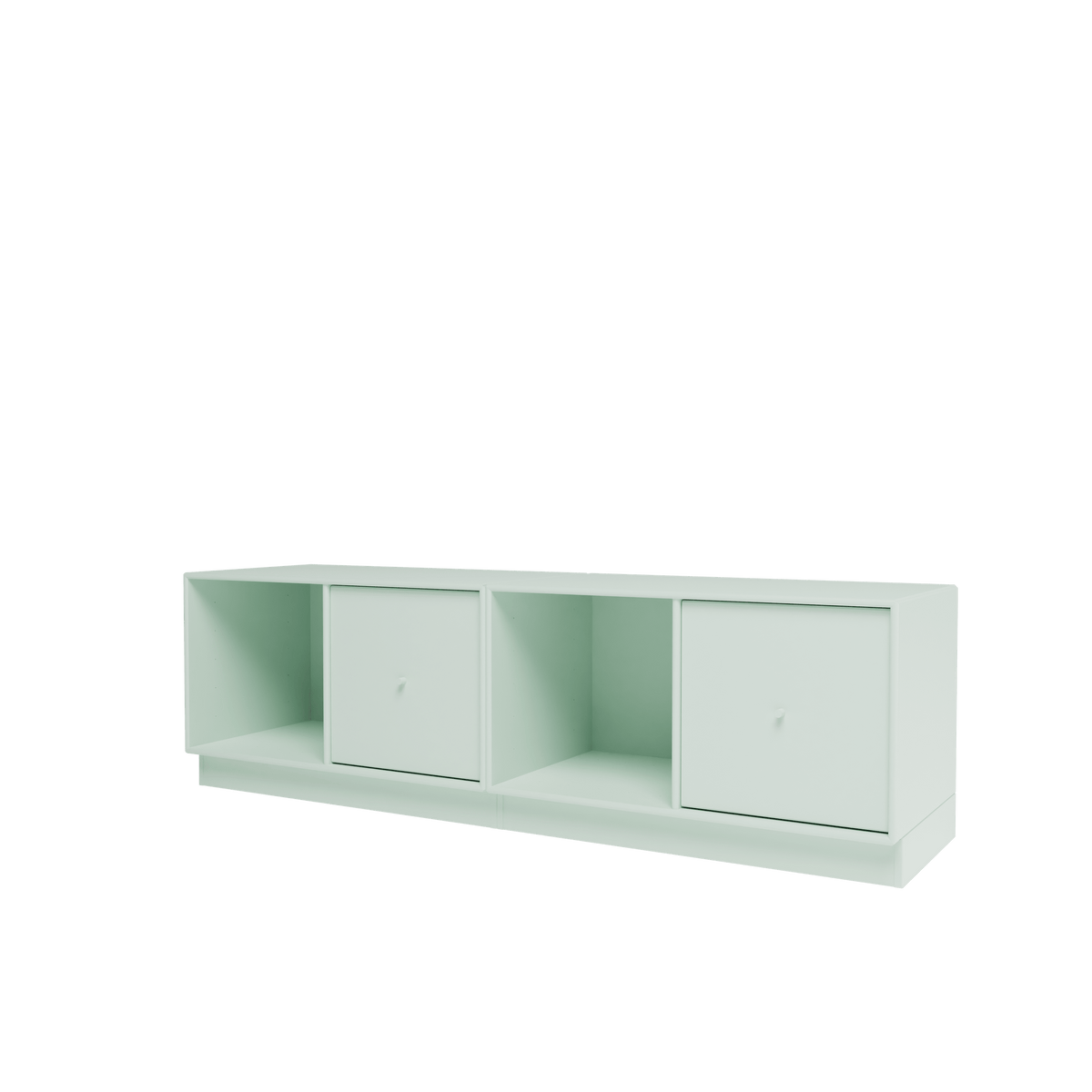 Banc Rest II Montana, laque 161 Mist, sur socle de 7 cm, vue de trois quarts sur fond blanc