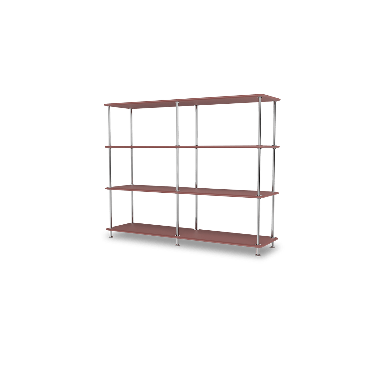Etagère Free 330000 Montana, tablettes 231 Masala et structure 44C Chrome, vue de trois quarts sur fond blanc
