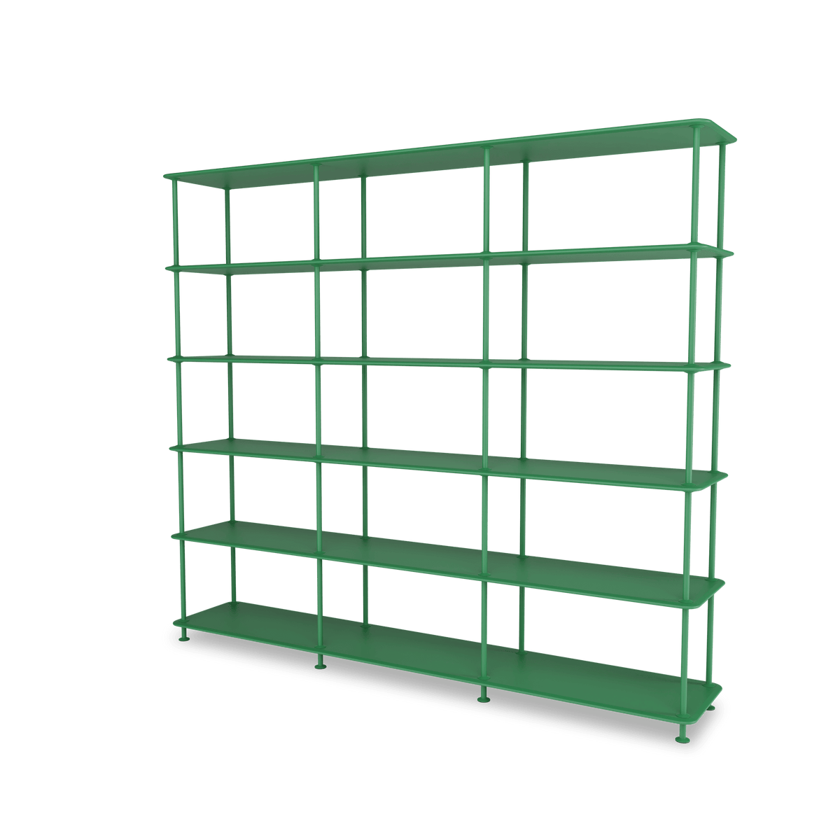 Etagère Free 555000 Montana, tablettes 232 Parsley et structure 152 Parsley, vue de trois quarts sur fond blanc