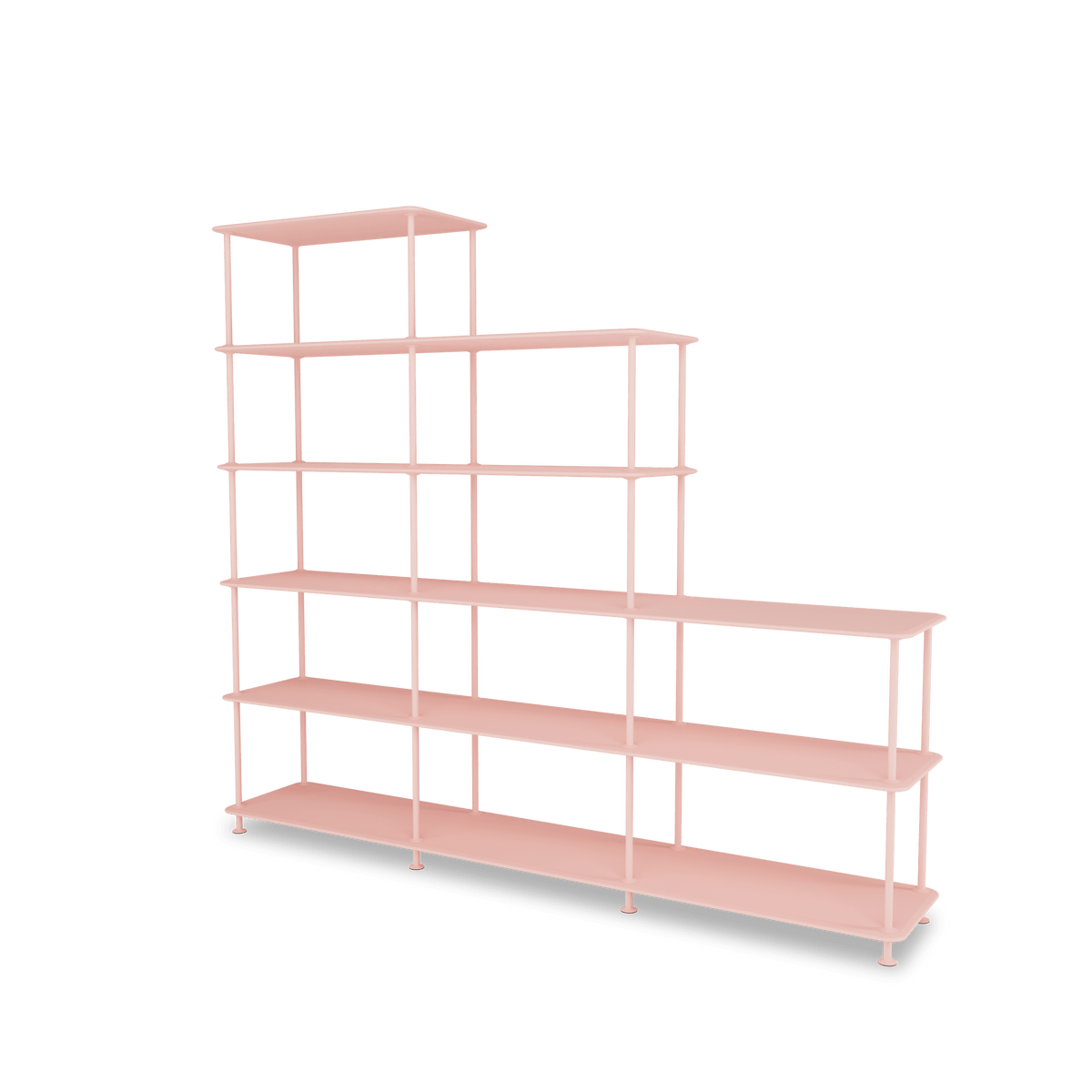 Etagère Free 542000 Montana, tablettes 167 Ruby et structure 167 Ruby, vue de trois quarts sur fond blanc