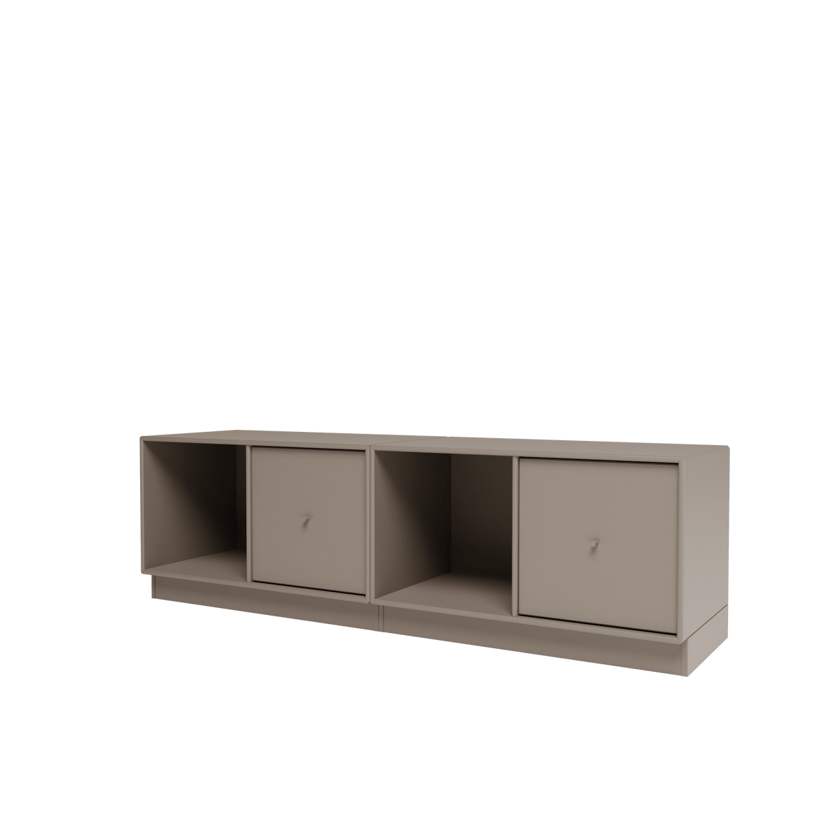 Banc Rest II Montana, laque 141 Truffle, sur socle de 7 cm, vue de trois quarts sur fond blanc