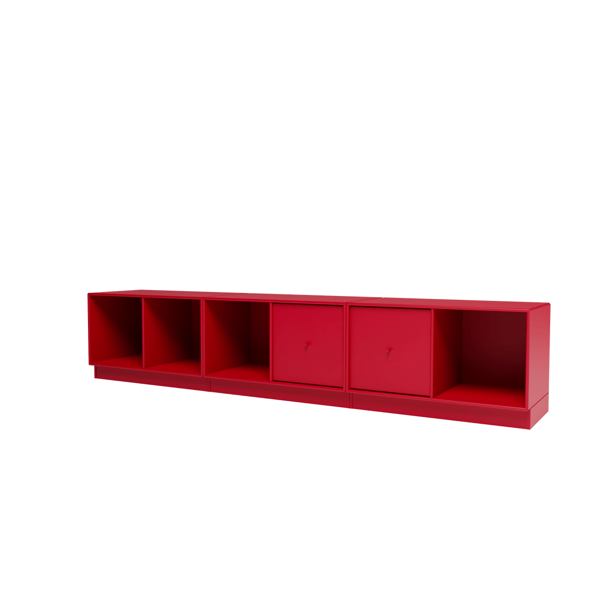 Banc Rest III Montana, laque 165 Beetroot, sur socle de 7 cm, vue de trois quarts sur fond blanc