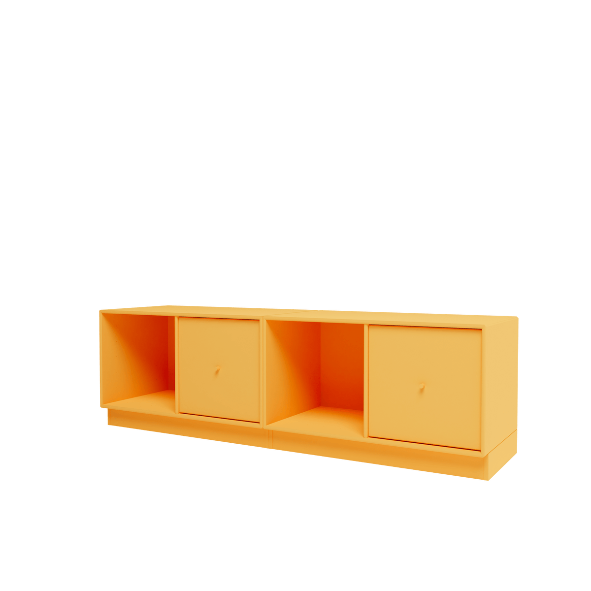Banc Rest II Montana, laque 166 Acacia, sur socle de 7 cm, vue de trois quarts sur fond blanc