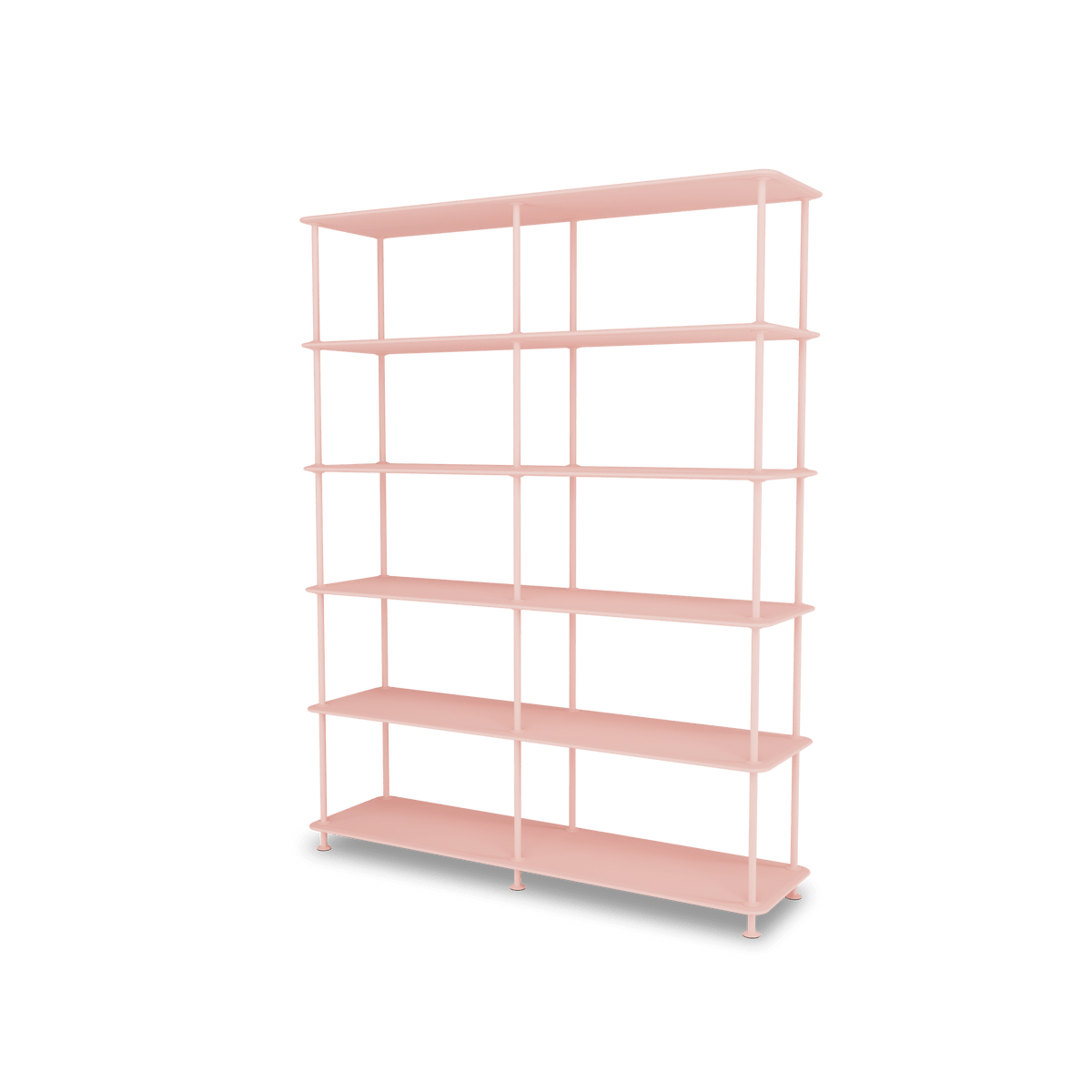 Etagère Free 550000 Montana, tablettes 167 Ruby et structure 167 Ruby, vue de trois quarts sur fond blanc