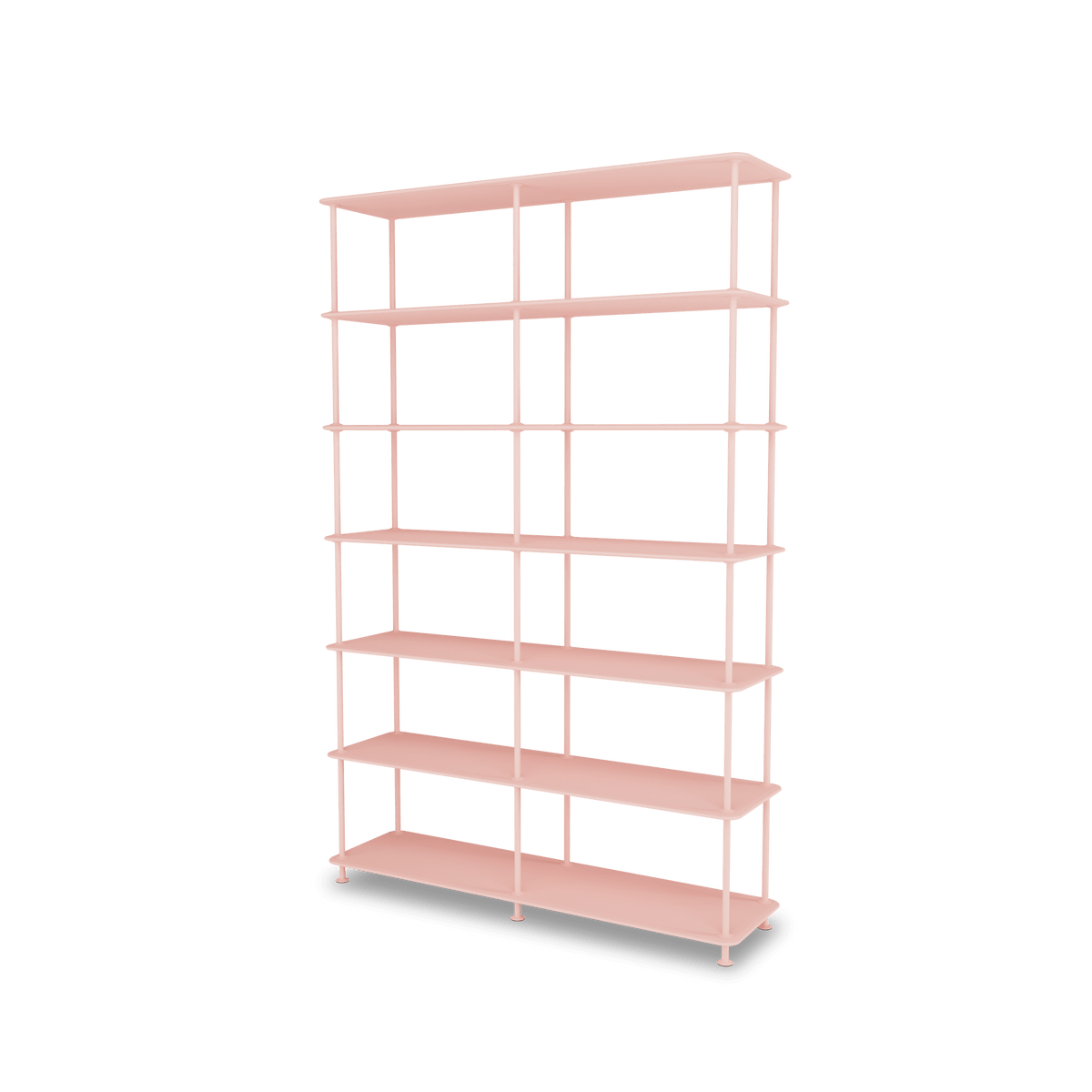 Etagère Free 660000 Montana, tablettes 167 Ruby et structure 167 Ruby, vue de trois quarts sur fond blanc