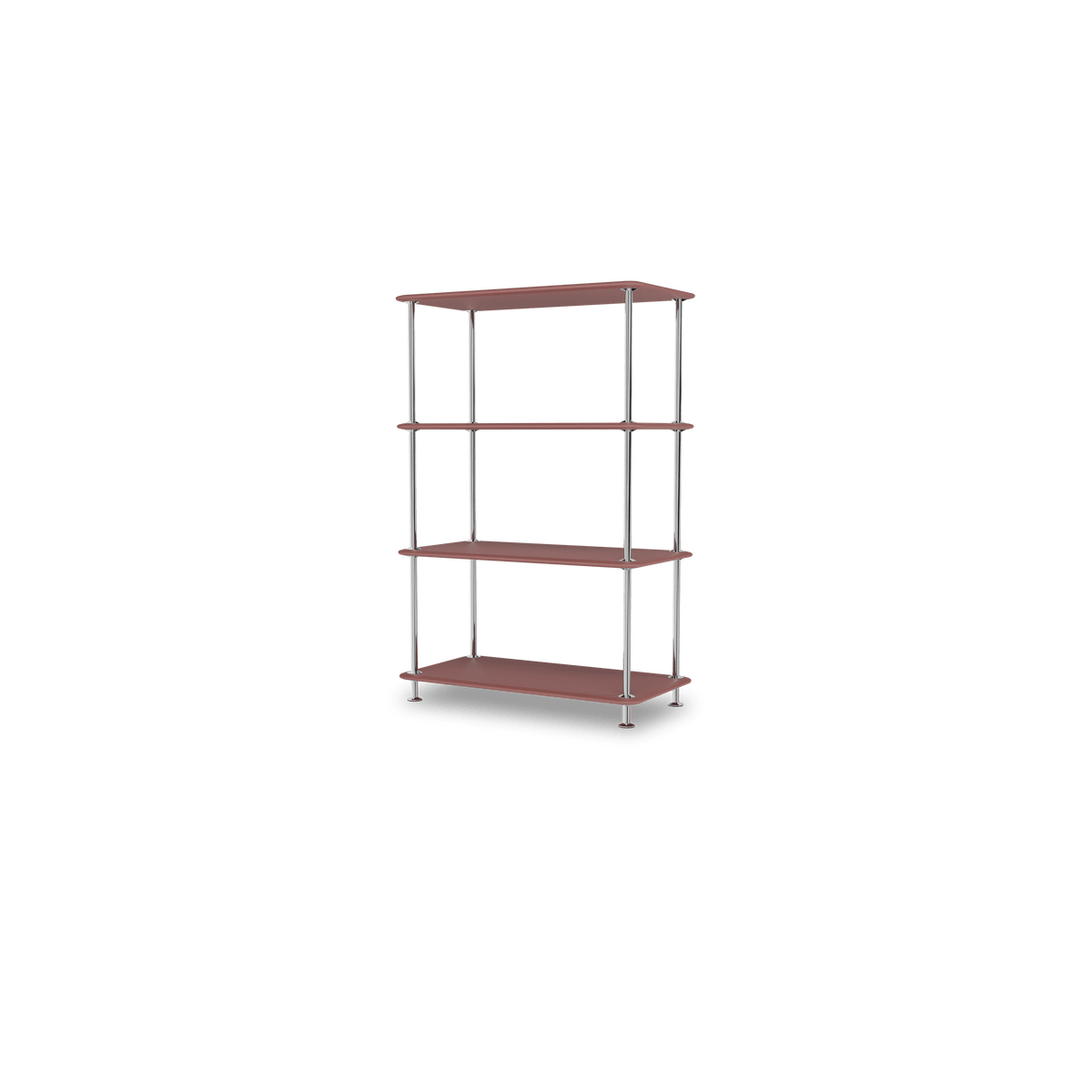 Etagère Free 300000 Montana, tablettes 231 Masala et structure 44C Chrome, vue de trois quarts sur fond blanc