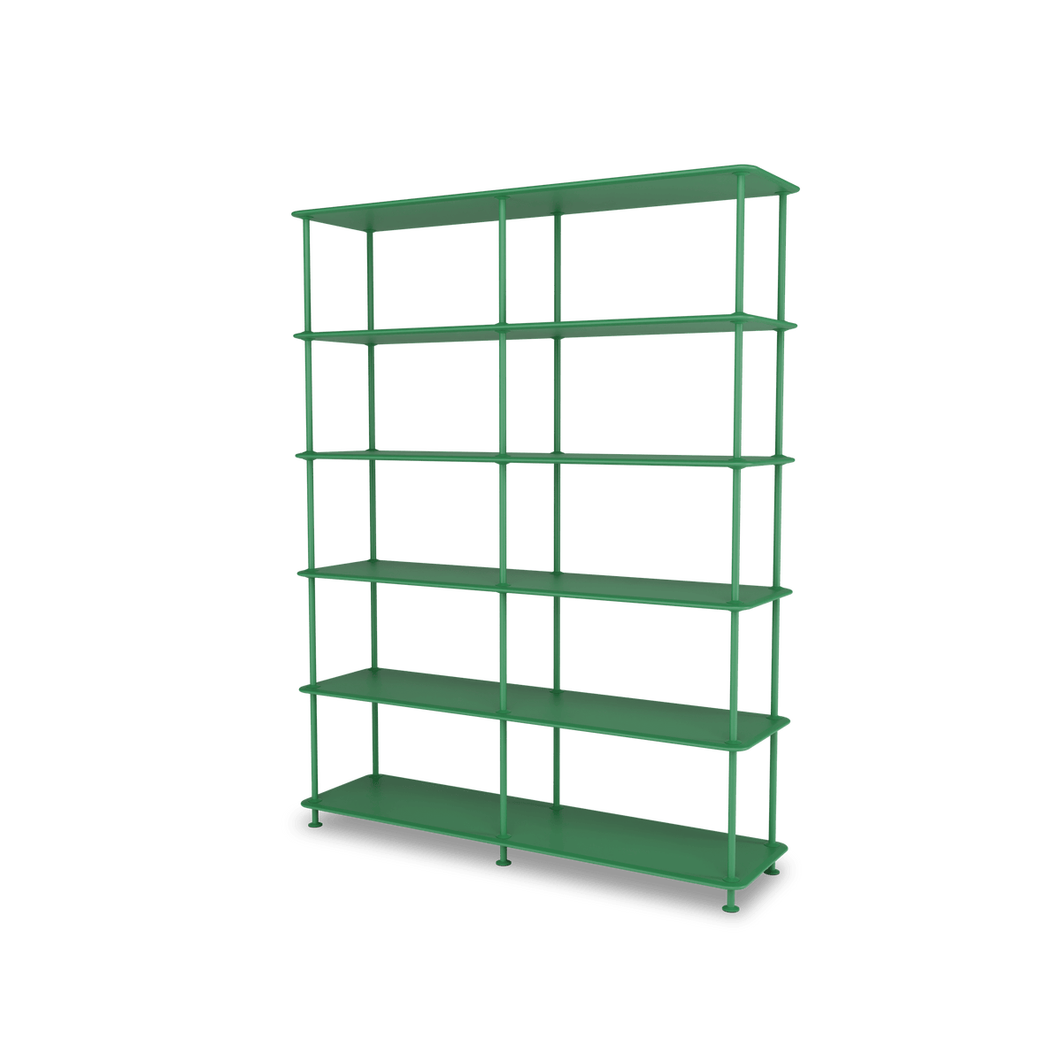 Etagère Free 550000 Montana, tablettes 232 Parsley et structure 152 Parsley, vue de trois quarts sur fond blanc