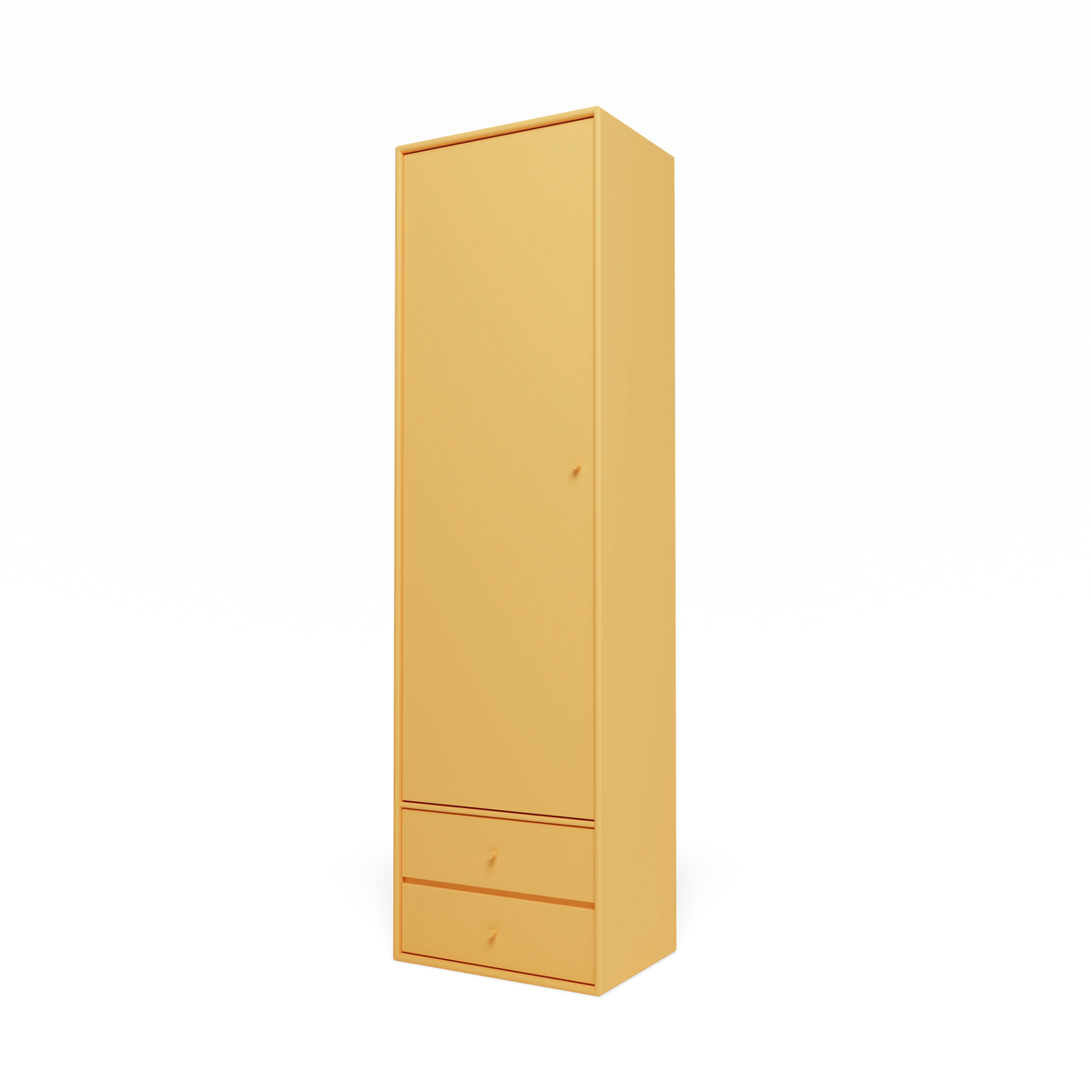 Armoire Attire I Montana, laque 166 Acacia, suspendu au rail mural, vue de trois quarts sur fond blanc