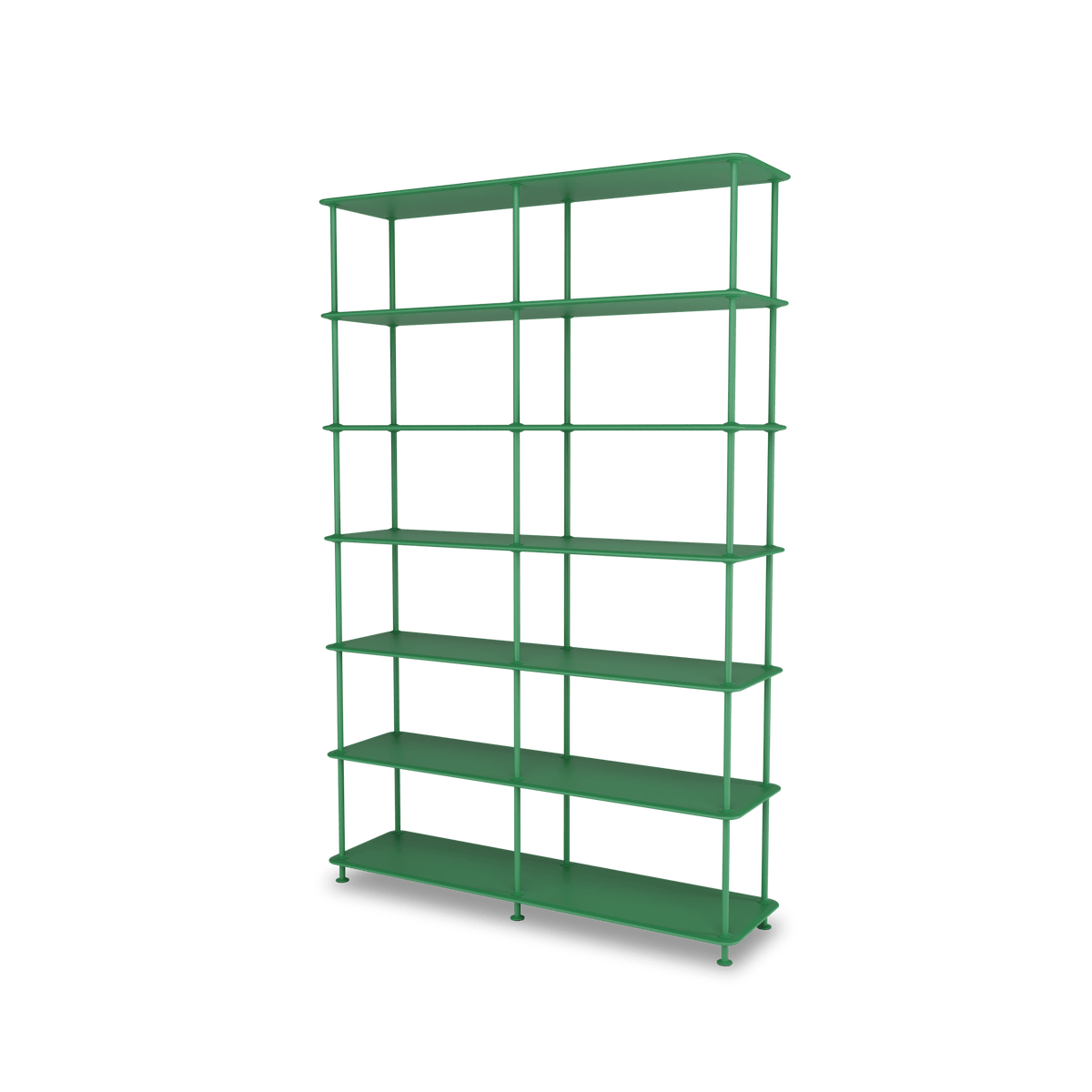 Etagère Free 660000 Montana, tablettes 232 Parsley et structure 152 Parsley, vue de trois quarts sur fond blanc