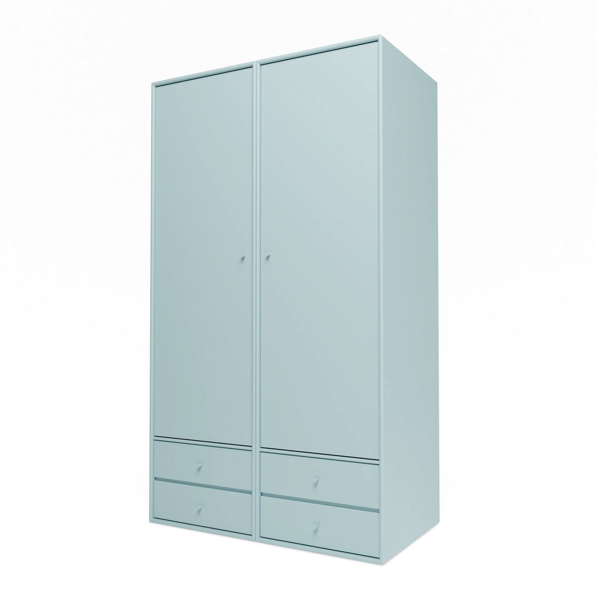 Armoire Attire IV Montana, laque 148 Flint, suspendu au rail mural, vue de trois quarts sur fond blanc
