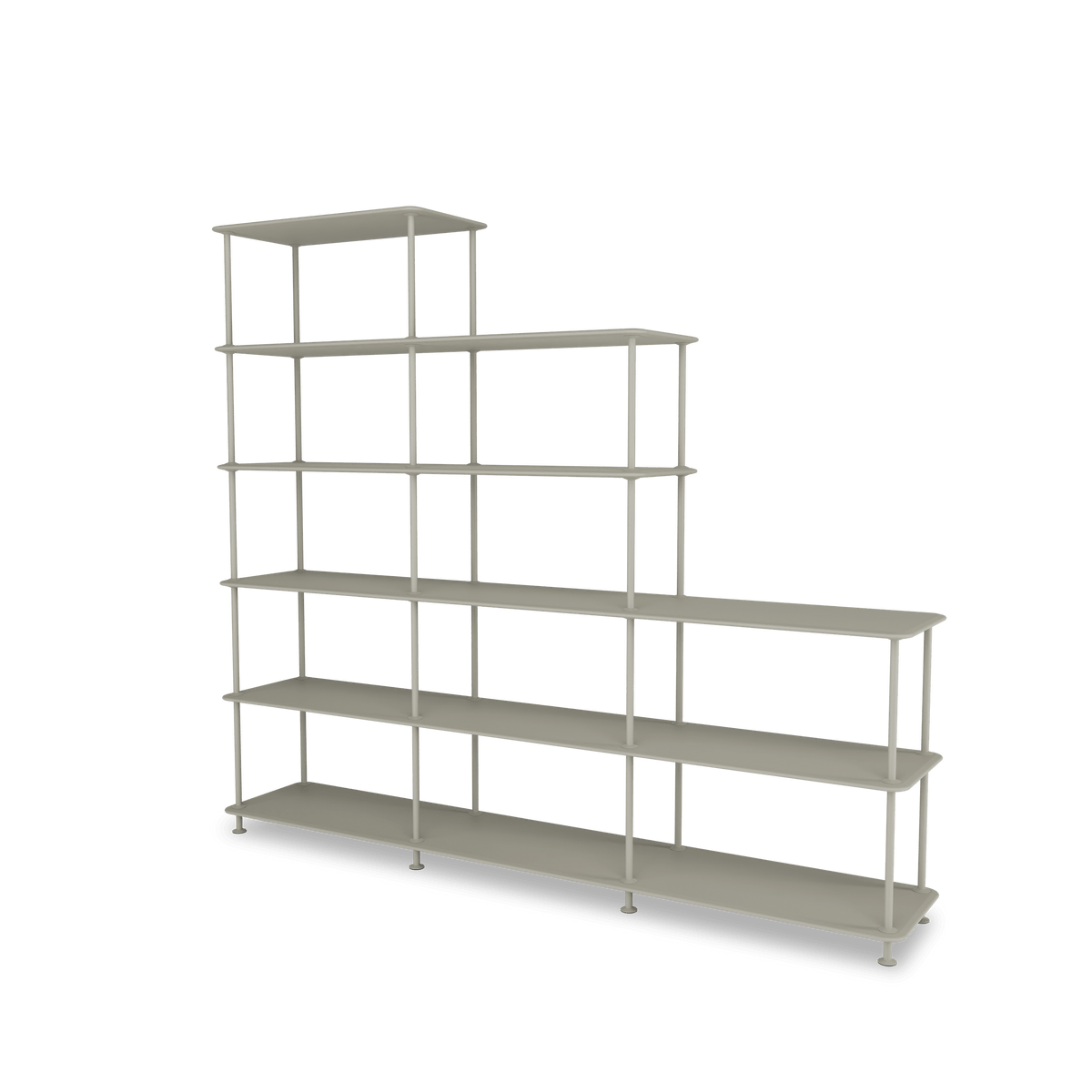 Etagère Free 542000 Montana, tablettes 225 Fennel et structure 144 Fennel, vue de trois quarts sur fond blanc